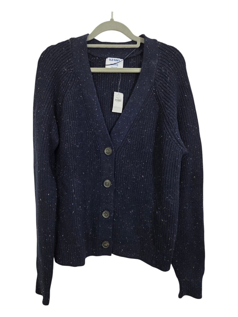 NWT Shaker Stitch Cardigan Sweater Navy Blue Flecked Small Boho Old Navy Preppy